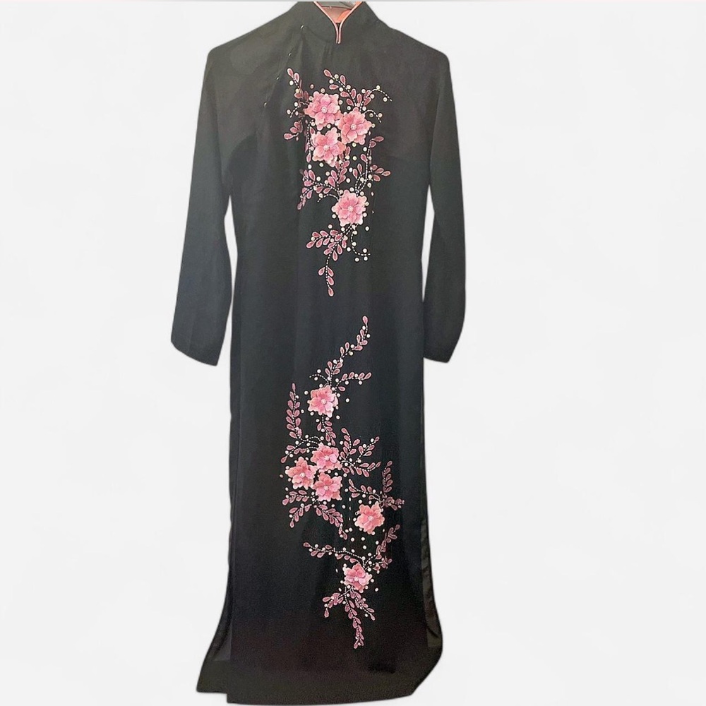 Vintage Ao Dai cherry blossom tunic dress - Picture 2 of 8